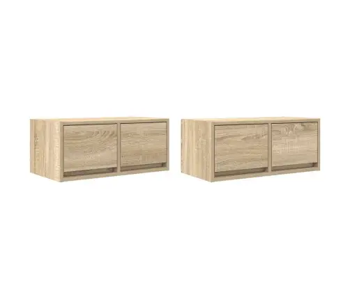 Seina Telerikapid, 2 Tk, Sonoma Tamm, 60X31X25,5 cm Tehispuit