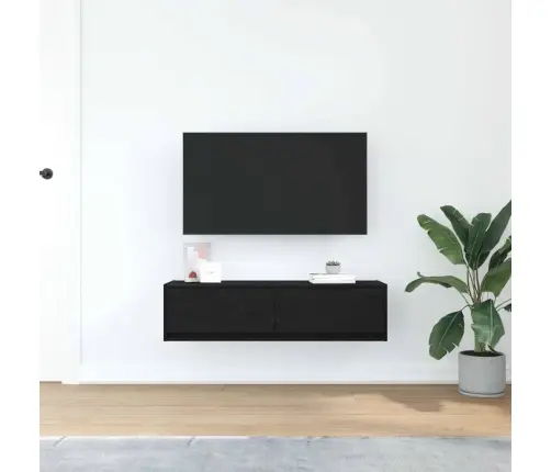 Televizora Skapis Melns Ozols 100X31X25,5 Cm Inženierijas Koks Vidaxl