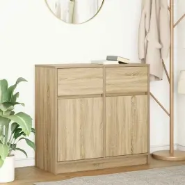 Kumode Ar Atvilktni, 80X34X76 Cm, Inženierijas Koks Vidaxl