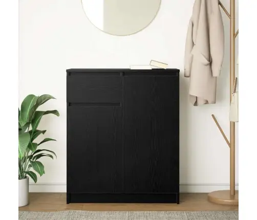 Kumode Ar Atvilktni, Melns Ozols, 71X35X84Cm, Inženierijas Koks Vidaxl