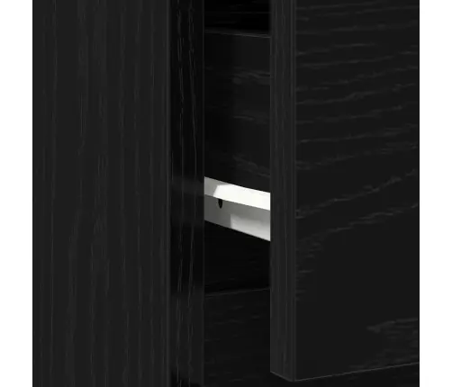 Kumode Ar Atvilktni, Melns Ozols, 71X35X84Cm, Inženierijas Koks Vidaxl