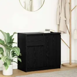 Kumode Ar Atvilktni, Melns Ozols, 71X35X65Cm, Inženierijas Koks Vidaxl