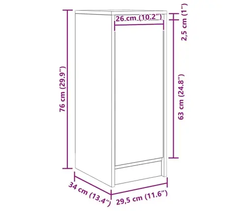 Kumode, Melns Ozols, 29,5X34X76 Cm, Inženierijas Koks Vidaxl