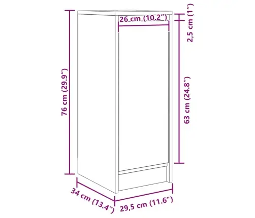 Kumode, Pelēka Ozolkoka, 29,5X34X76 Cm, Inženierijas Koks Vidaxl Kumode, Pelēka Ozolkoka, 29,5X34X76 Cm, Inženierijas Koks Vidaxl