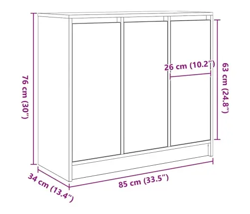 Kumode, Balta, 85X34X76 Cm, Inženierijas Koks Vidaxl