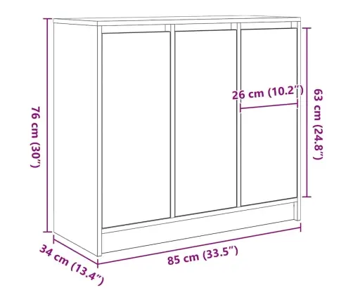 Kumode, Koka Krāsa, 85X34X76 Cm, Inženierijas Koks Vidaxl