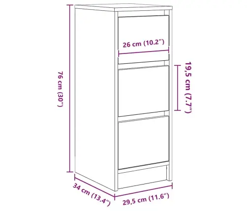 Kumode, Veca Koka, 29,5X34X76 Cm, Inženierijas Koks Vidaxl