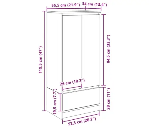 Kapp Sahtliga, Suitsutatud Tamm 55,5X34X119,5 cm Tehispuit