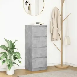 Kumode, Betona Pelēka, 37,5X35X99 Cm, Inženierijas Koks Vidaxl