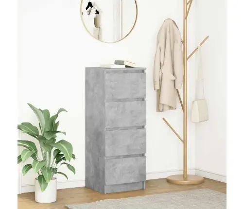 Kumode, Betona Pelēka, 37,5X35X99 Cm, Inženierijas Koks Vidaxl