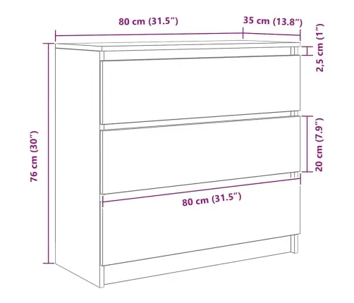 Kumode, Veca Koka, 80X35X76 Cm, Konstruēts Koks Vidaxl Kumode, Veca Koka, 80X35X76 Cm, Konstruēts Koks Vidaxl