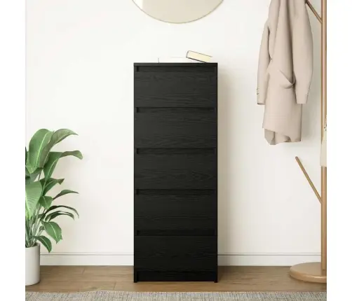Kumode Ar Atvilktni, Melns Ozols 37,5X35X99Cm Inženierijas Koks Vidaxl