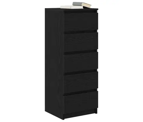 Kumode Ar Atvilktni, Melns Ozols 37,5X35X99Cm Inženierijas Koks Vidaxl
