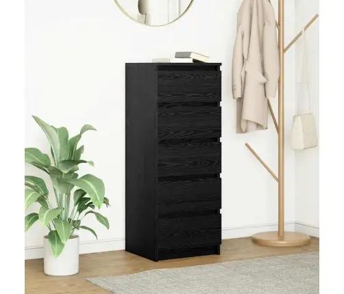 Kumode Ar Atvilktni, Melns Ozols 37,5X35X99Cm Inženierijas Koks Vidaxl