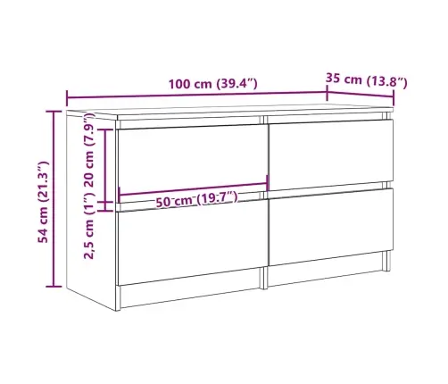 Tv Skapītis, Koka Krāsa, 100X35X54 Cm, Inženierijas Koks Vidaxl