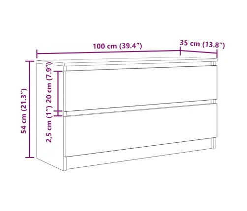 Tv Skapītis, Ozolkoka Krāsa, 100X35X54 Cm, Inženierijas Koks Vidaxl