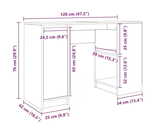 Kirjutuslaud, Käsitöötamm, 120X42X76 cm Tehispuit