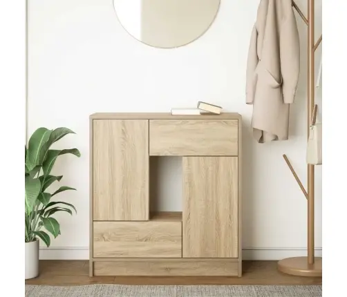 Kumode Ar Atvilktnēm Un Durvīm, Sonoma Ozols, 70,5X34X74,5 Cm Vidaxl
