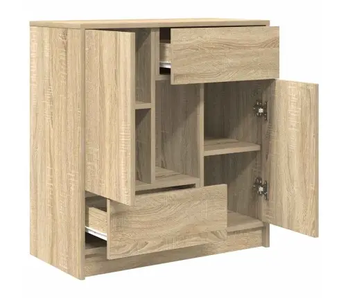 Kumode Ar Atvilktnēm Un Durvīm, Sonoma Ozols, 70,5X34X74,5 Cm Vidaxl