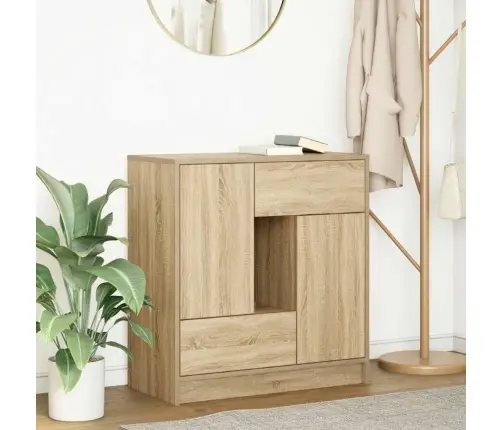 Kumode Ar Atvilktnēm Un Durvīm, Sonoma Ozols, 70,5X34X74,5 Cm Vidaxl