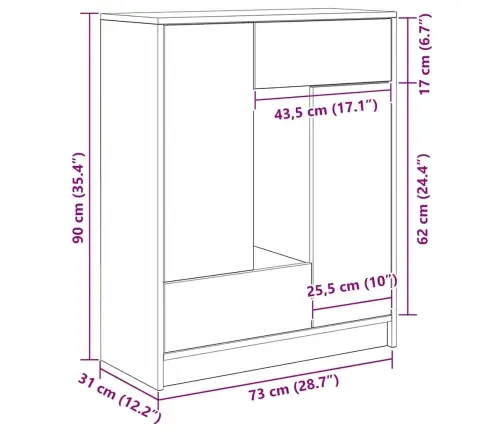 Puhvetkapp Sahtlitega Ja Ustega, Valge, 73X31X90 Cm
