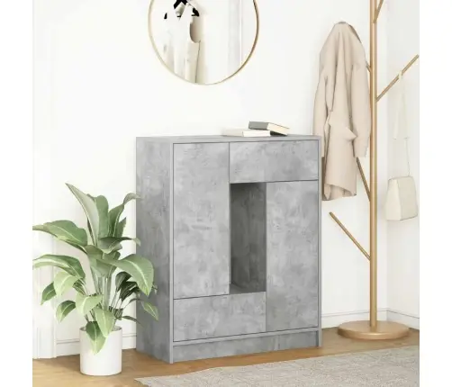 Kumode Ar Atvilktnēm Un Durvīm, Betons Pelēks, 73X31X90 Cm Vidaxl
