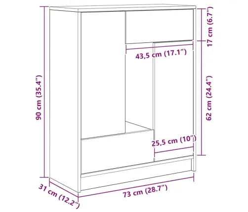 Kumode Ar Atvilktnēm Un Durvīm, Kūpināts Ozols, 73X31X90 Cm Vidaxl Kumode Ar Atvilktnēm Un Durvīm, Kūpināts Ozols, 73X31X90 Cm Vidaxl