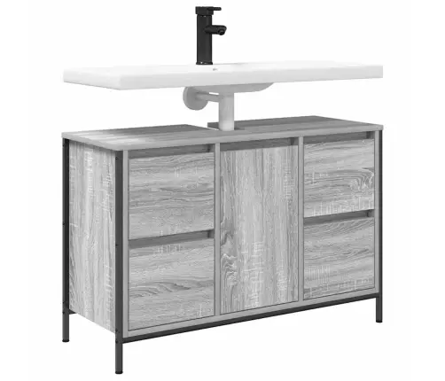 Praustuvo Spintelė Su Stalčiais Pilka Sonoma 90X34,5X60 Cm