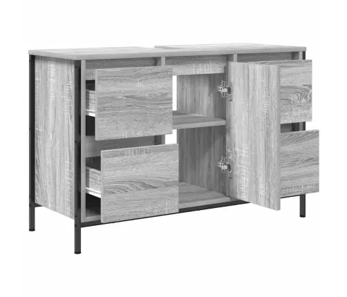 Praustuvo Spintelė Su Stalčiais Pilka Sonoma 90X34,5X60 Cm