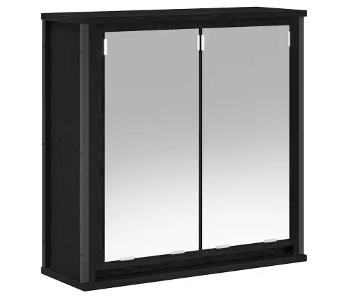 Vannitoa Seinakapp Peegliga Must Tamm 60X21X60 Cm