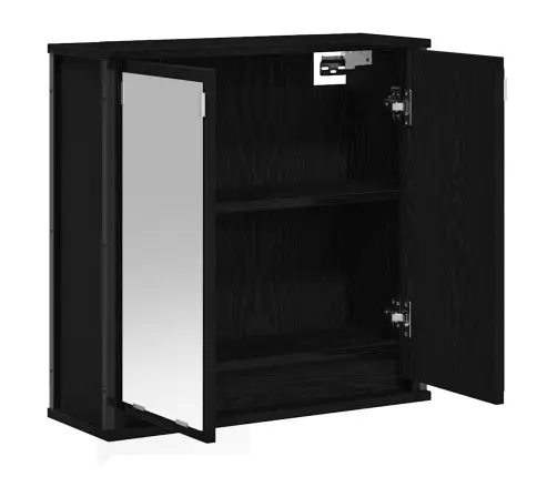 Vannitoa Seinakapp Peegliga Must Tamm 60X21X60 Cm