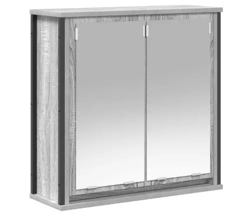 Sieninė Vonios Spintelė Su Veidrodžiu Pilka Sonoma 60X21X60 Cm