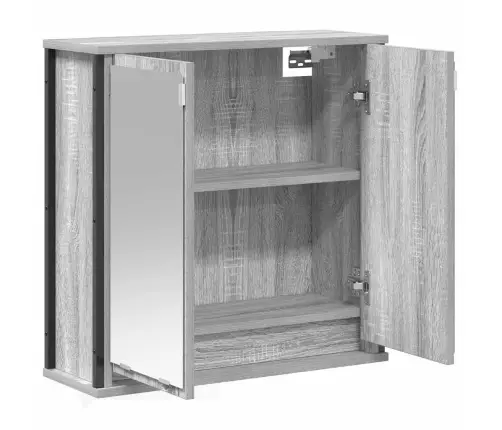 Sieninė Vonios Spintelė Su Veidrodžiu Pilka Sonoma 60X21X60 Cm