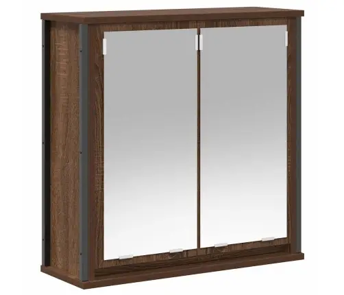 Vannas Istabas Sienas Skapis Ar Spoguli Brūns Ozols 60X21X60 Cm Vidaxl