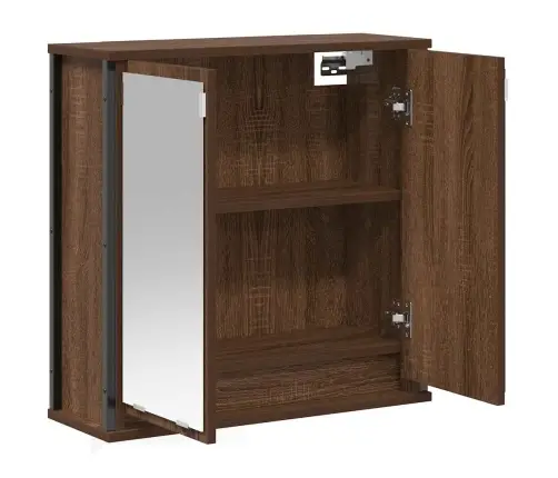 Vannas Istabas Sienas Skapis Ar Spoguli Brūns Ozols 60X21X60 Cm Vidaxl