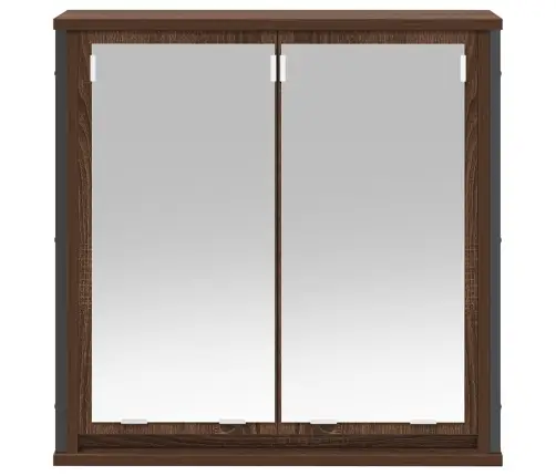 Vannas Istabas Sienas Skapis Ar Spoguli Brūns Ozols 60X21X60 Cm Vidaxl