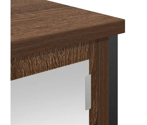 Vannas Istabas Sienas Skapis Ar Spoguli Brūns Ozols 60X21X60 Cm Vidaxl