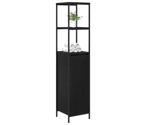 Vannas Istabas Skapis Ar Plauktiem Melns Ozols 36X35X165 Cm Vidaxl