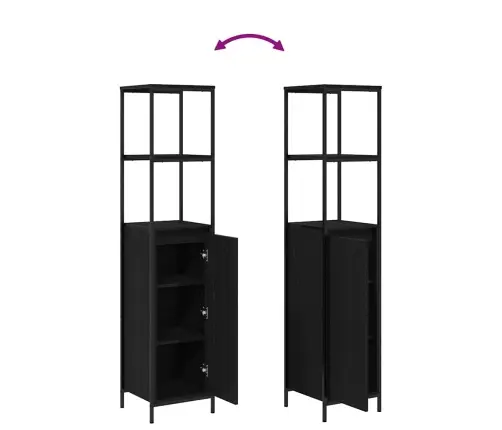 Vannas Istabas Skapis Ar Plauktiem Melns Ozols 36X35X165 Cm Vidaxl