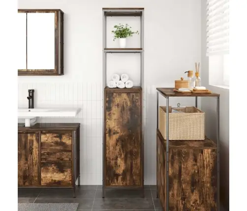 Vannas Istabas Skapis Ar Plauktiem Kūpināts Ozols 36X35X165 Cm Vidaxl