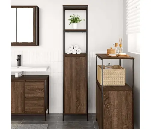 Vonios Spintelė Su Lentynomis Rudas Ąžuolas 36X35X165 Cm