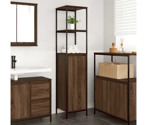 Vonios Spintelė Su Lentynomis Rudas Ąžuolas 36X35X165 Cm