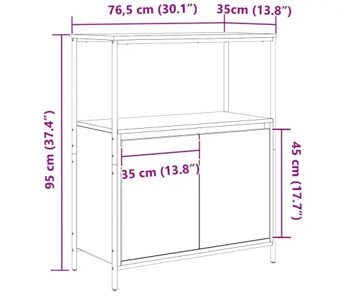 Vannas Istabas Skapis Ar Plauktiem Sonoma Ozols 76,5X35X95 Cm Vidaxl