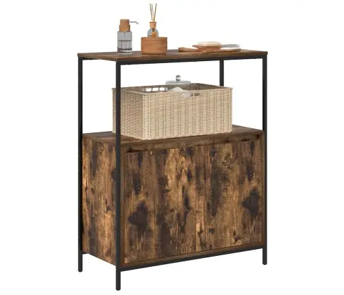 Vonios Spintelė Su Lentynomis Rūkytas Ąžuolas 76,5X35X95 Cm