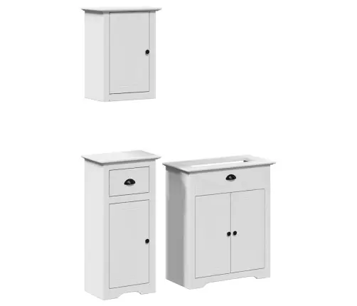 3-Osaline Vannitoa Mööblikomplekt Bodo, Valge, Männipuit