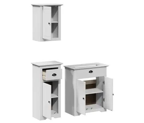 3-Osaline Vannitoa Mööblikomplekt Bodo, Valge, Männipuit