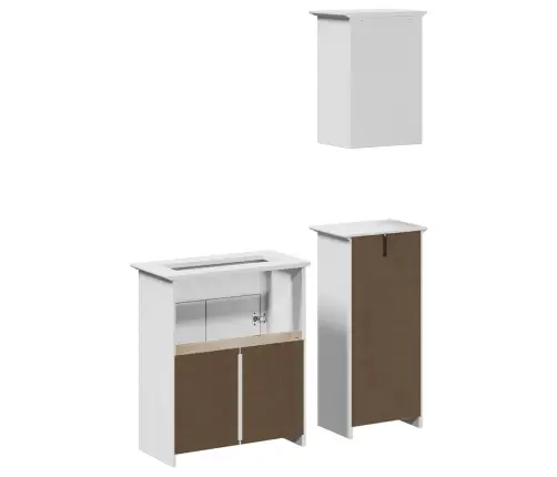 3-Osaline Vannitoa Mööblikomplekt Bodo, Valge, Männipuit