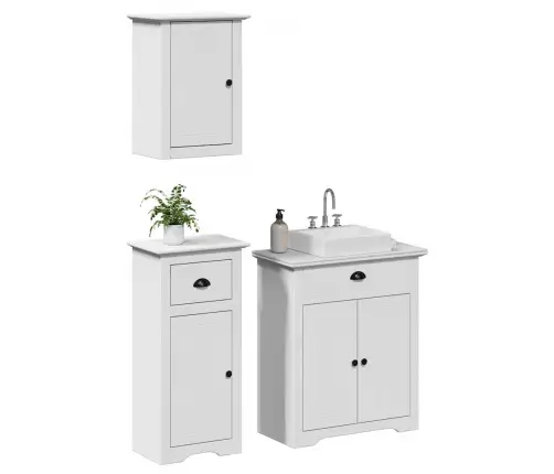 3-Osaline Vannitoa Mööblikomplekt Bodo, Valge, Männipuit