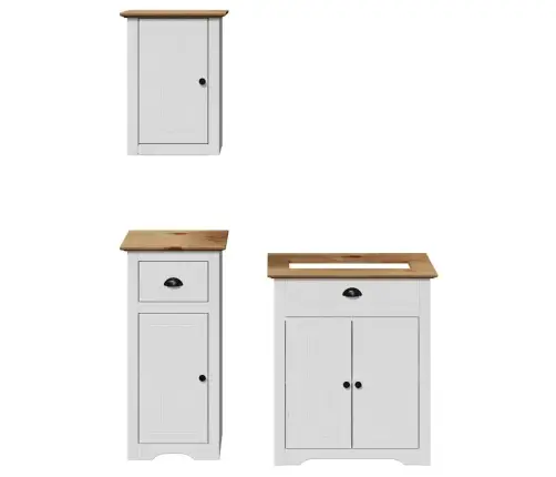 Trīsdaļīgs Vannasistabas Skapītis Bodo, Balts Un Brūns Vidaxl Trīsdaļīgs Vannasistabas Skapītis Bodo, Balts Un Brūns Vidaxl