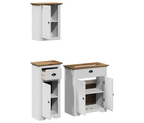 Trīsdaļīgs Vannasistabas Skapītis Bodo, Balts Un Brūns Vidaxl Trīsdaļīgs Vannasistabas Skapītis Bodo, Balts Un Brūns Vidaxl